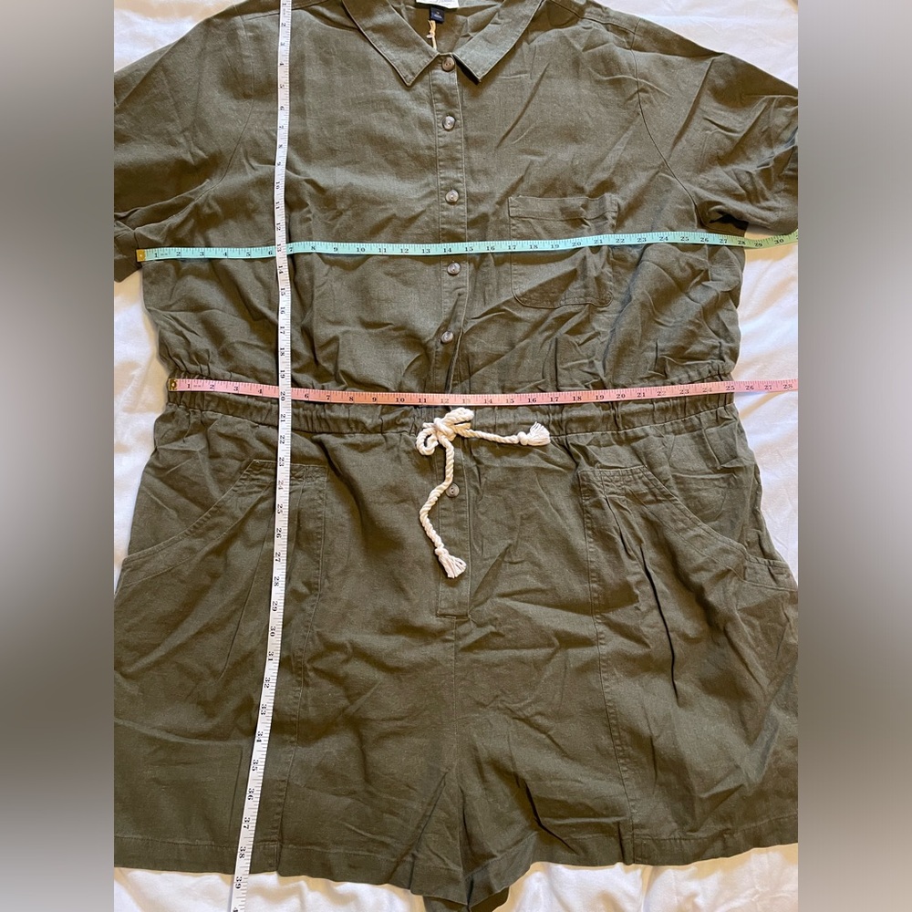 NWT Universal Thread Linen Blend Summer Romper in army green‎ - 3X - Picture 14 of 17